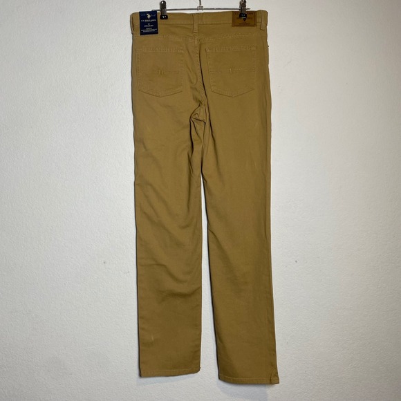 NWT US Polo Assn Boys Straight Twill Jeans Honey Size 18 Preppy Uniform Gorpcore - Picture 2 of 13